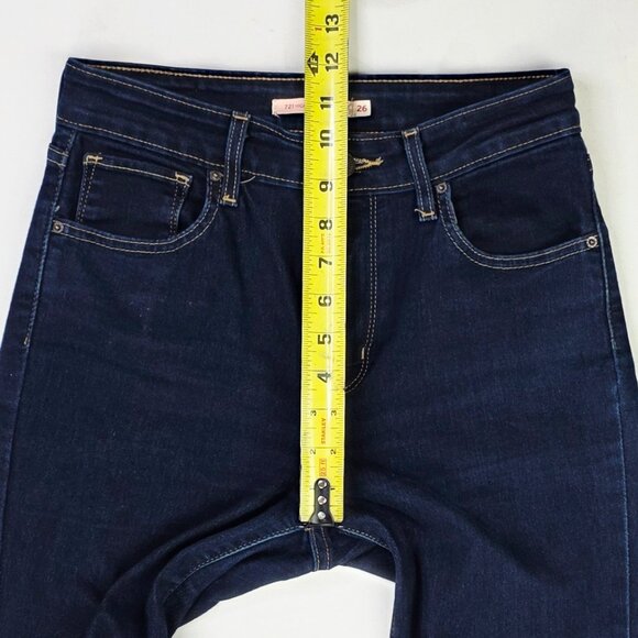 Levis Size 26X32 Womens 721 High Rise Skinny Blue Denim 5 Pocket Logo Tag Jeans - Picture 3 of 14